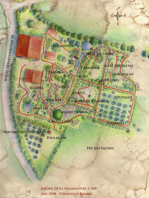 Plan du Jardin de la Salamandre en Dordogne